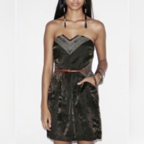 Ecote Urban Outfitters UO Black Boho Dress Womens Medium Iridescent Bohemian - Picture 1 of 16